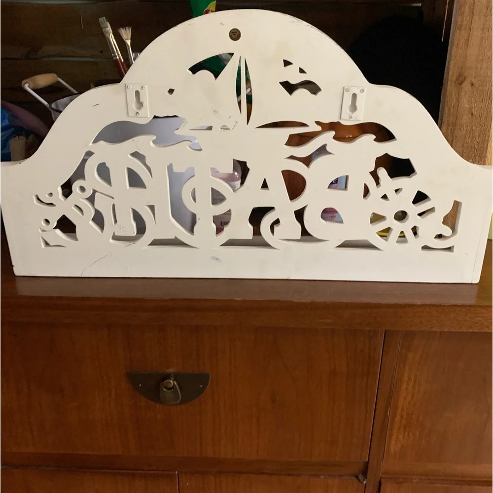 Cool Nautical beach boat and anchor, wheel and rope says bath towel holder!!